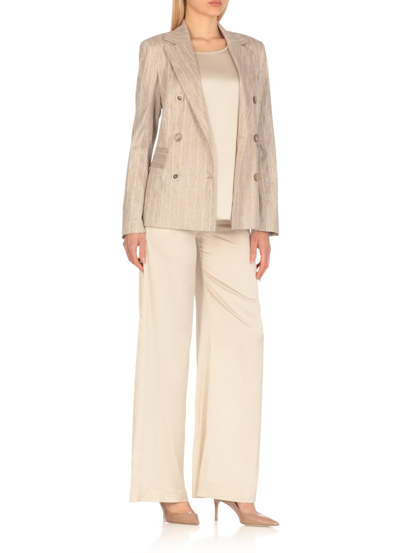 Shop D Exterior D. Exterior Gold Viscose Blend Blazer In Neutrals