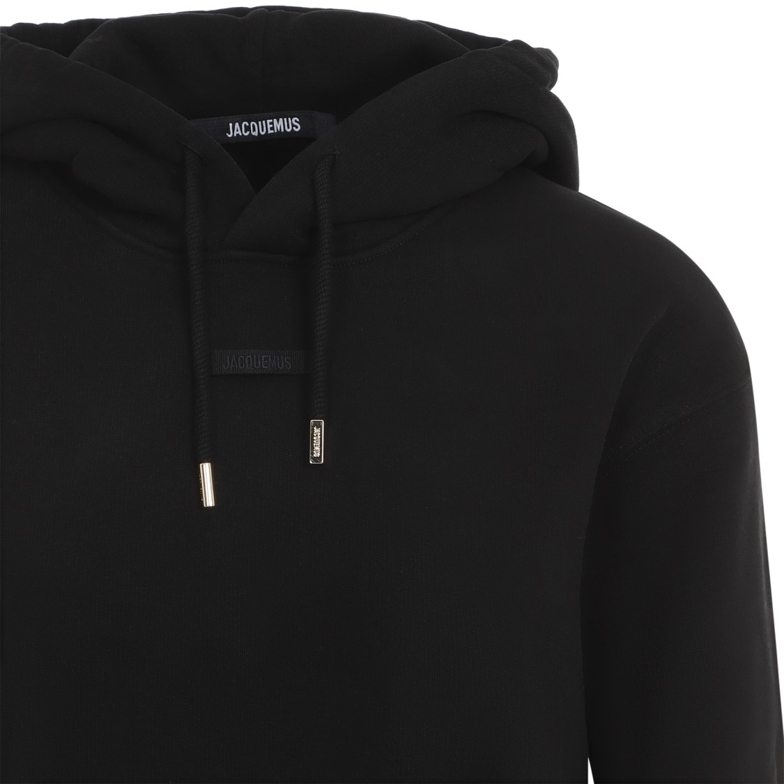 Jacquemus The Gros Grain Cropped Hooded Sweatshirt In Black