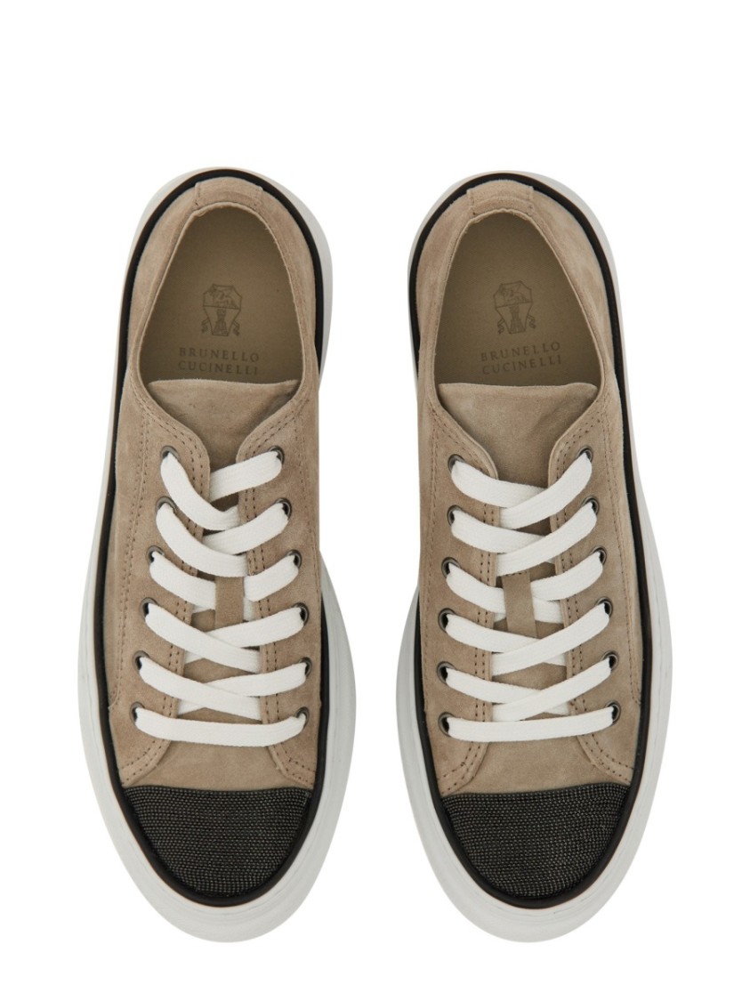 Brunello Cucinelli Sneaker With Precious Toe In Neutrals