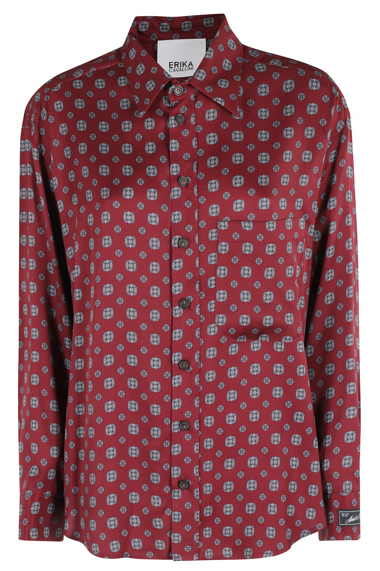 Erika Cavallini Patterned Button-down Shirt In Pink