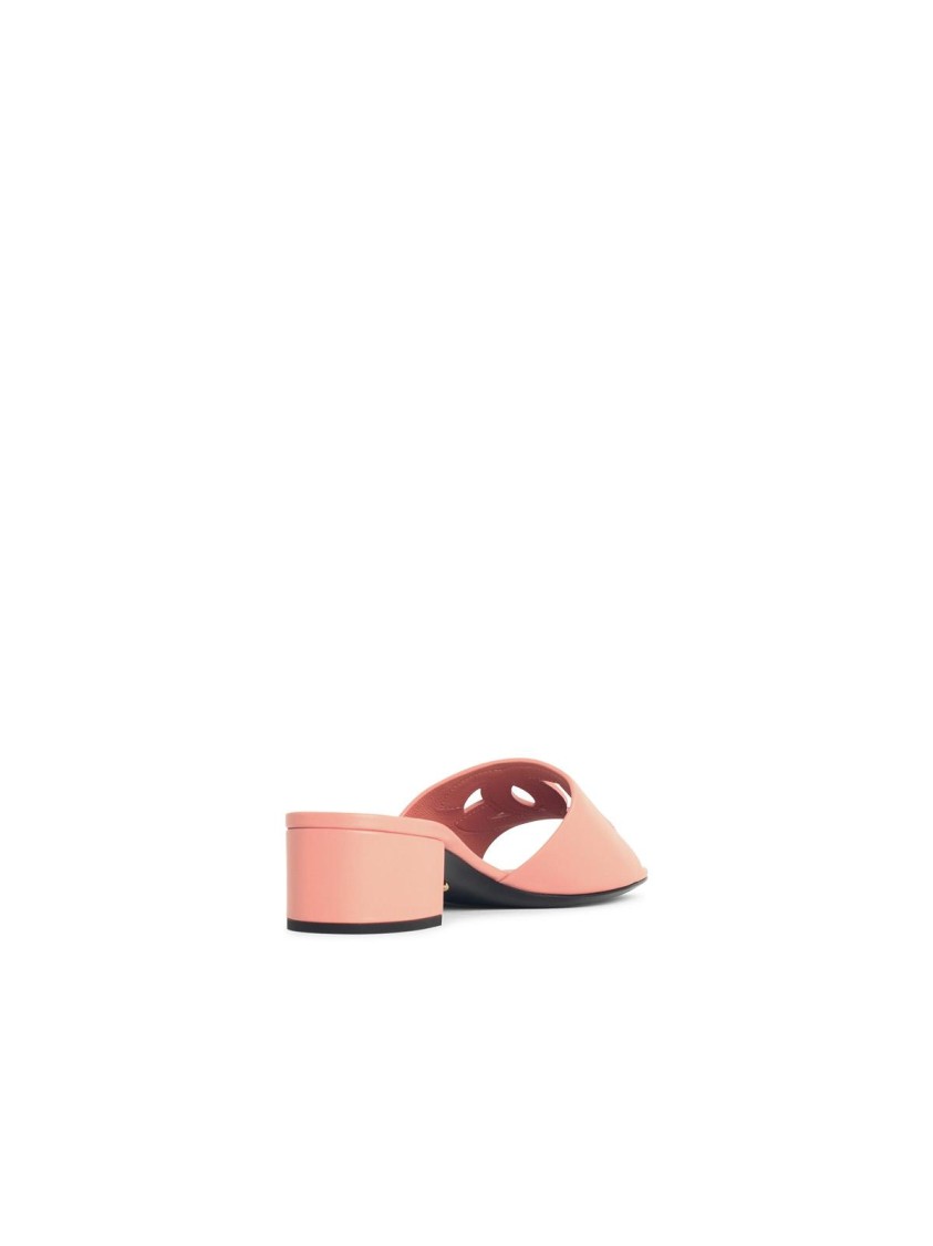 Dolce & Gabbana Pink Leather Slippers In Pink