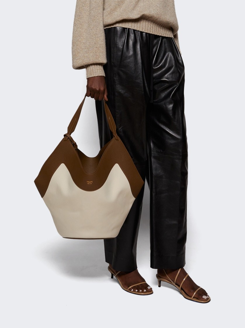 KHAITE KHAITE LOTUS MEDIUM CANVAS TOTE CREAM