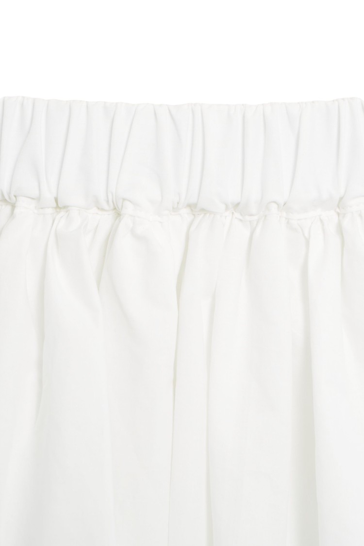 Pinko Voluminous White Cotton Skirt With Gathered Waist In White
