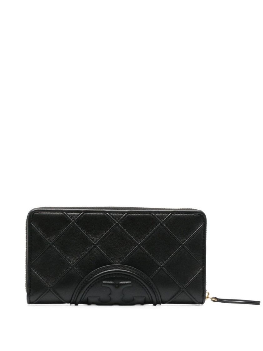 Tory Burch Fleming Soft Zip Wallet In Black