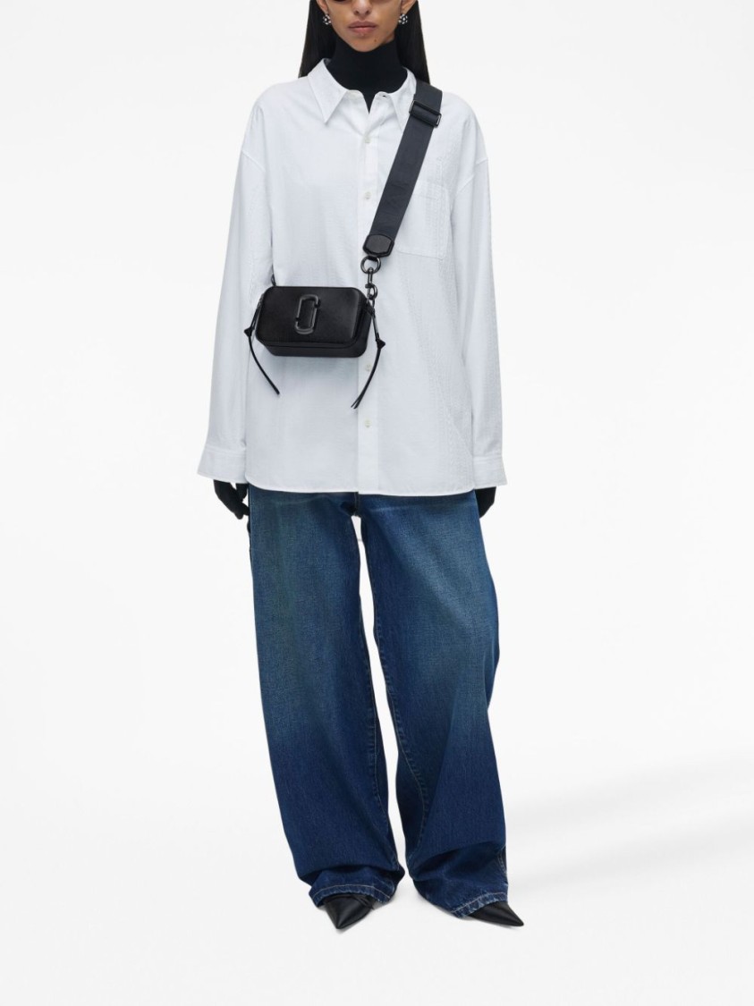 Marc Jacobs Snapshot Dtm Saffiano Leather Crossbody Bag In Black