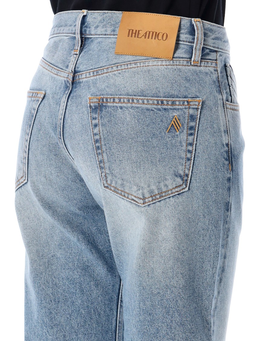 Attico Pantaloni Boyfriend Spalmati In Blue