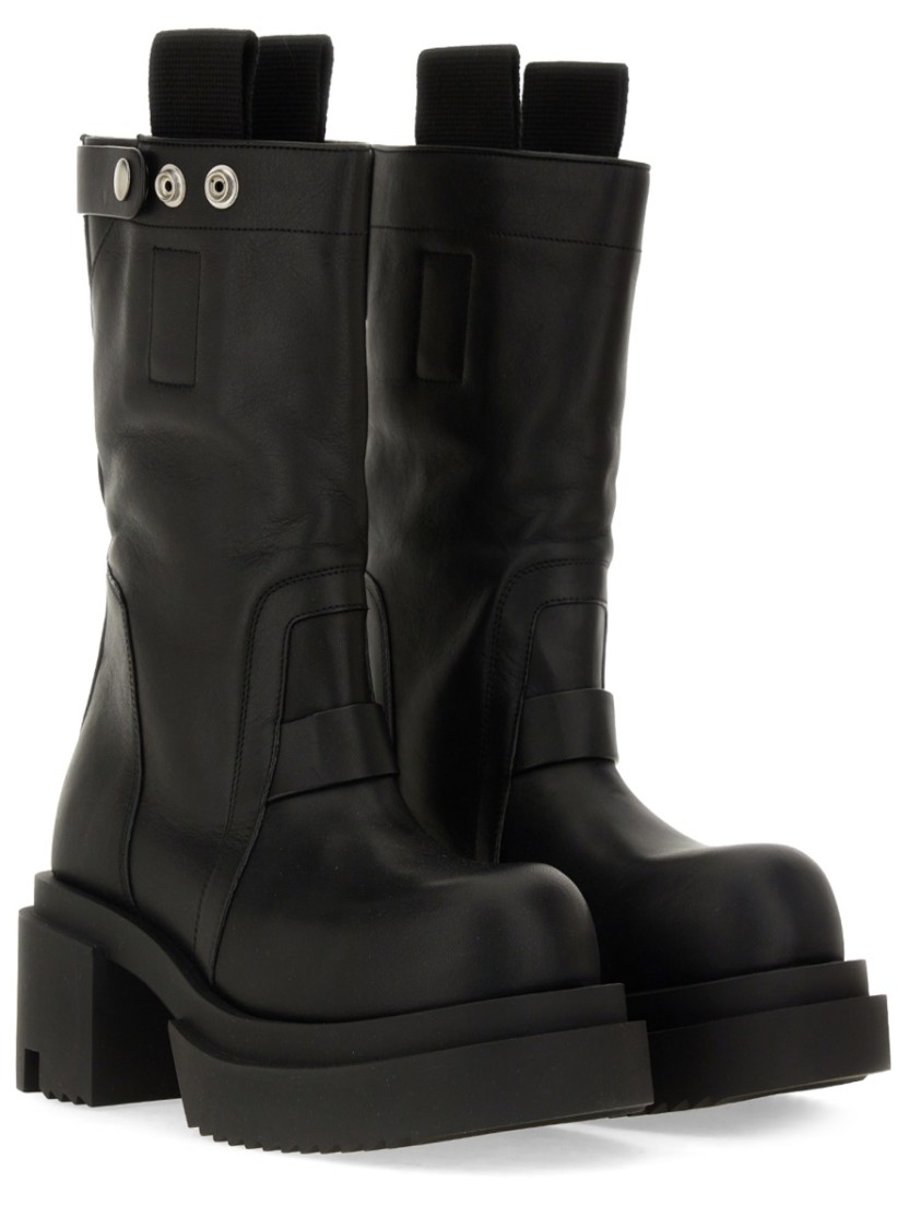 Rick Owens Block Heel Mid-calf Leather Boots In Black