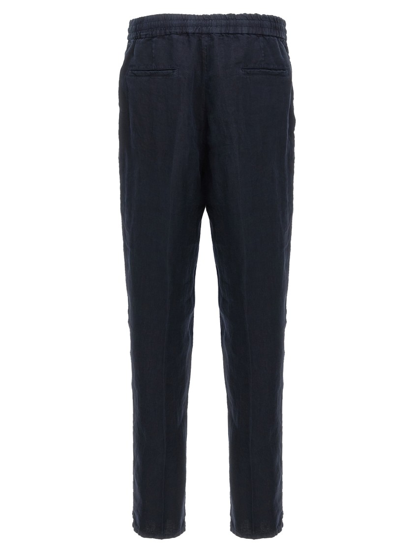 Brunello Cucinelli Men Leisure Fit Trousers In Virgin Wool Flannel With Drawstring And Double Darts In Black