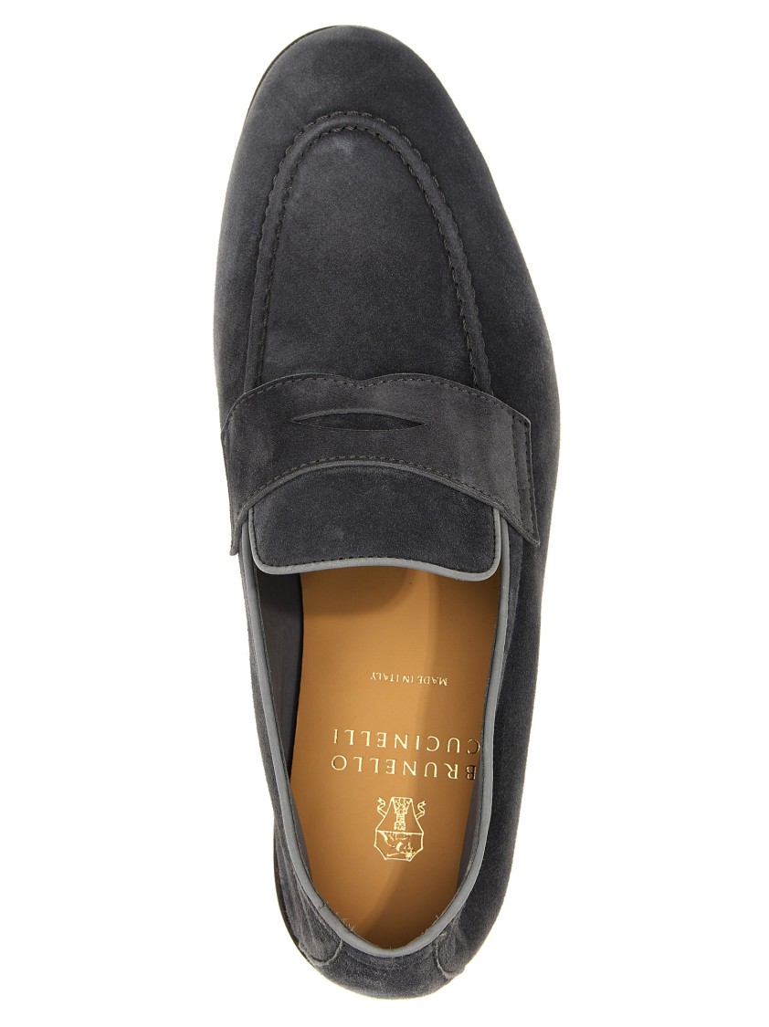 Brunello Cucinelli Grey Leather Loafers