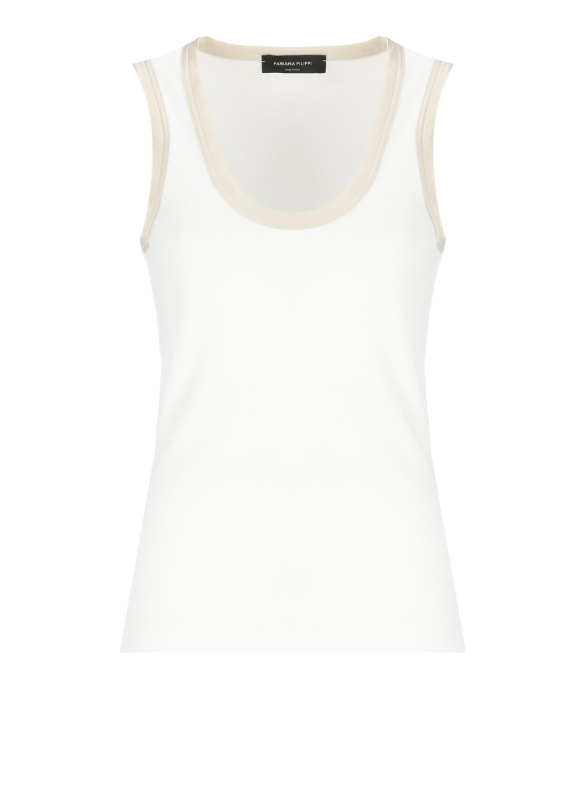 Shop Fabiana Filippi White Cotton Top