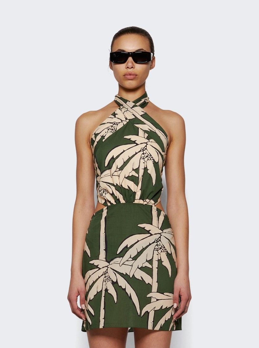 Johanna Ortiz Heart Pirate Mini Dress Green And Ecru In Green