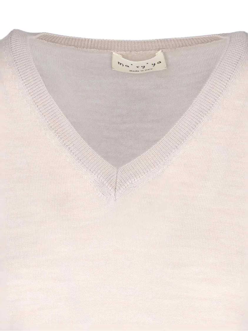 Ma'ry'ya Beige Virgin Wool And Cashmere Knit Sweater In Neutrals
