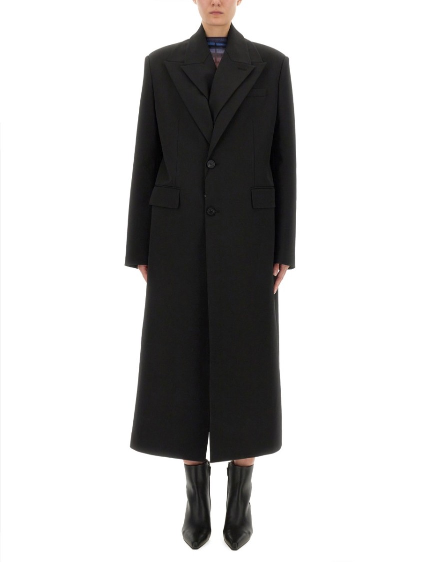 Jean Paul Gaultier Double Layer Coat With Structured Silhouette In Black