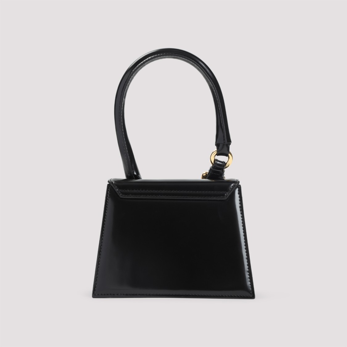 Jacquemus Trapezoidal Leather Handbag With Gold-tone Details In Black