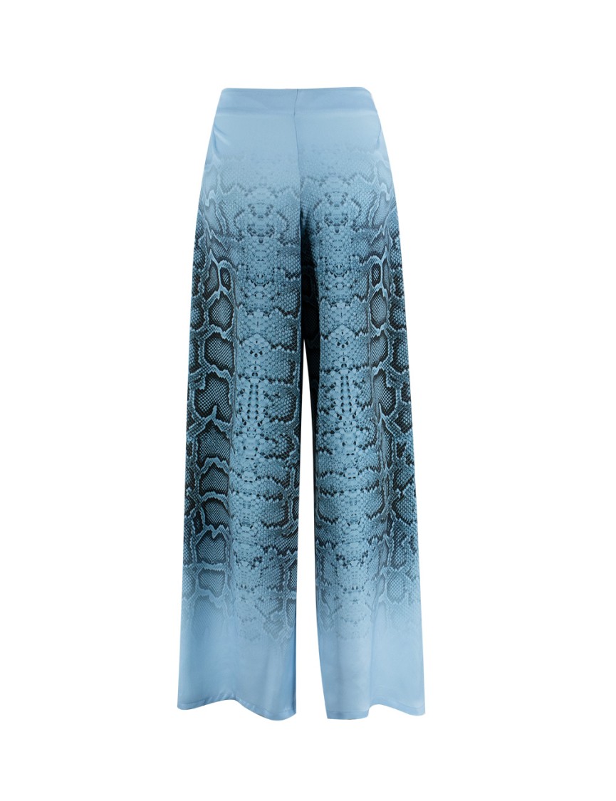 ERMANNO SCERVINO ERMANNO SCERVINO BLUE PYTHON PRINT SILK JOGGER PANTS