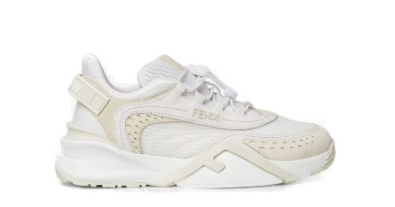 Fendi Textured And Smooth Neutral Sneakers