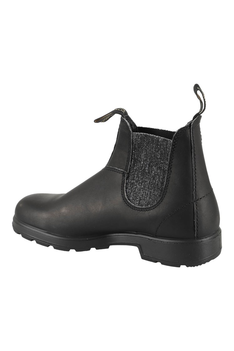 Blundstone Black Ankle Boots With Silver Elastic Glitter Panel In Black