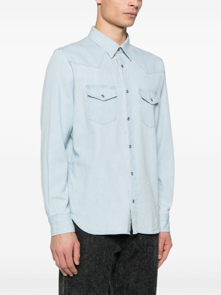 Shop Tom Ford Light Blue Cotton Shirt