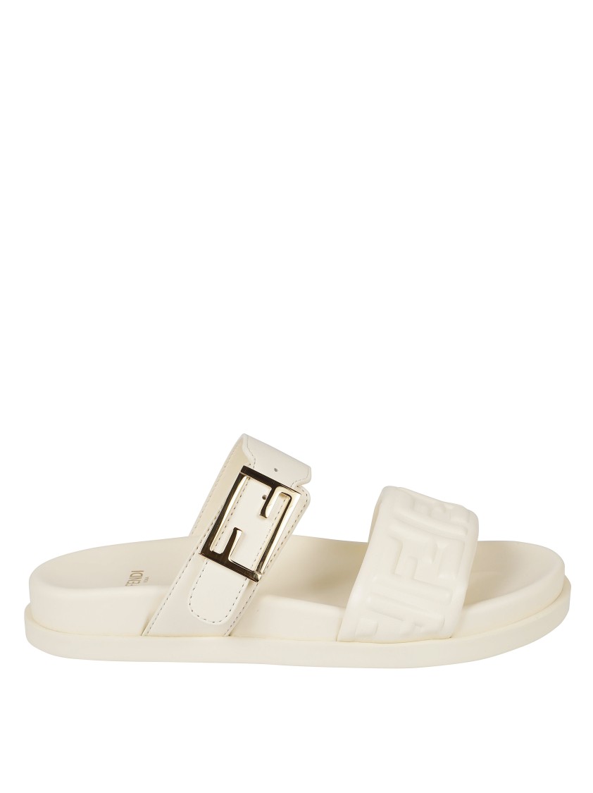 Fendi Textured Strap Sandals In Neutral