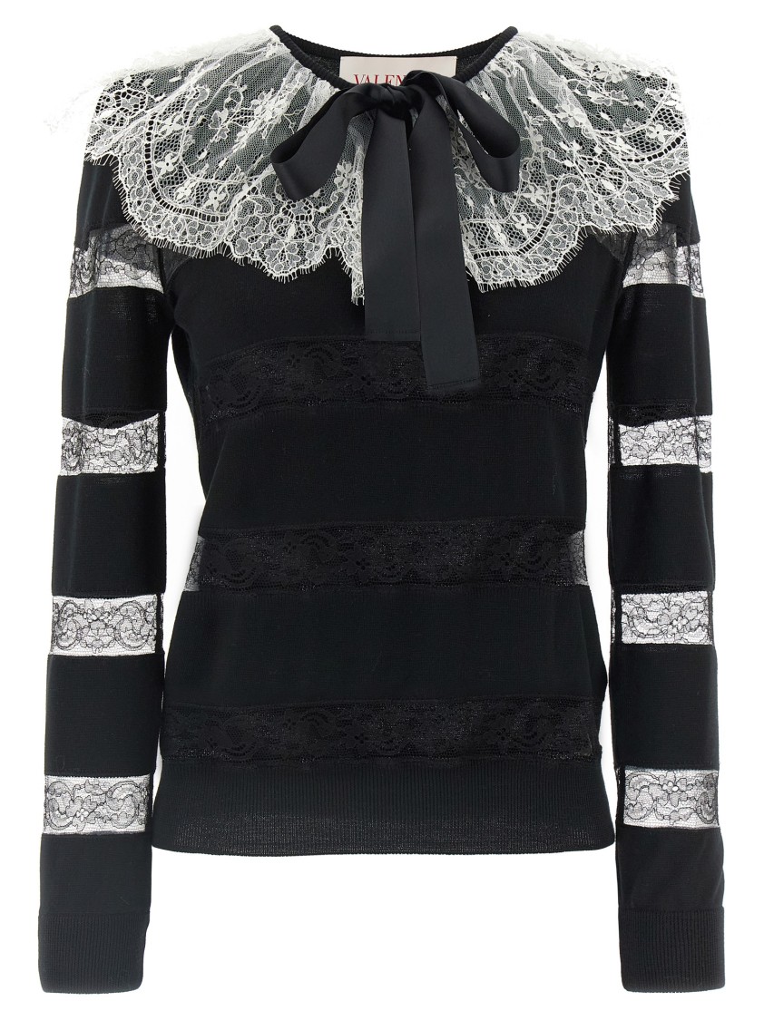 Valentino Garavani Wool Sweater With Lace Inserts