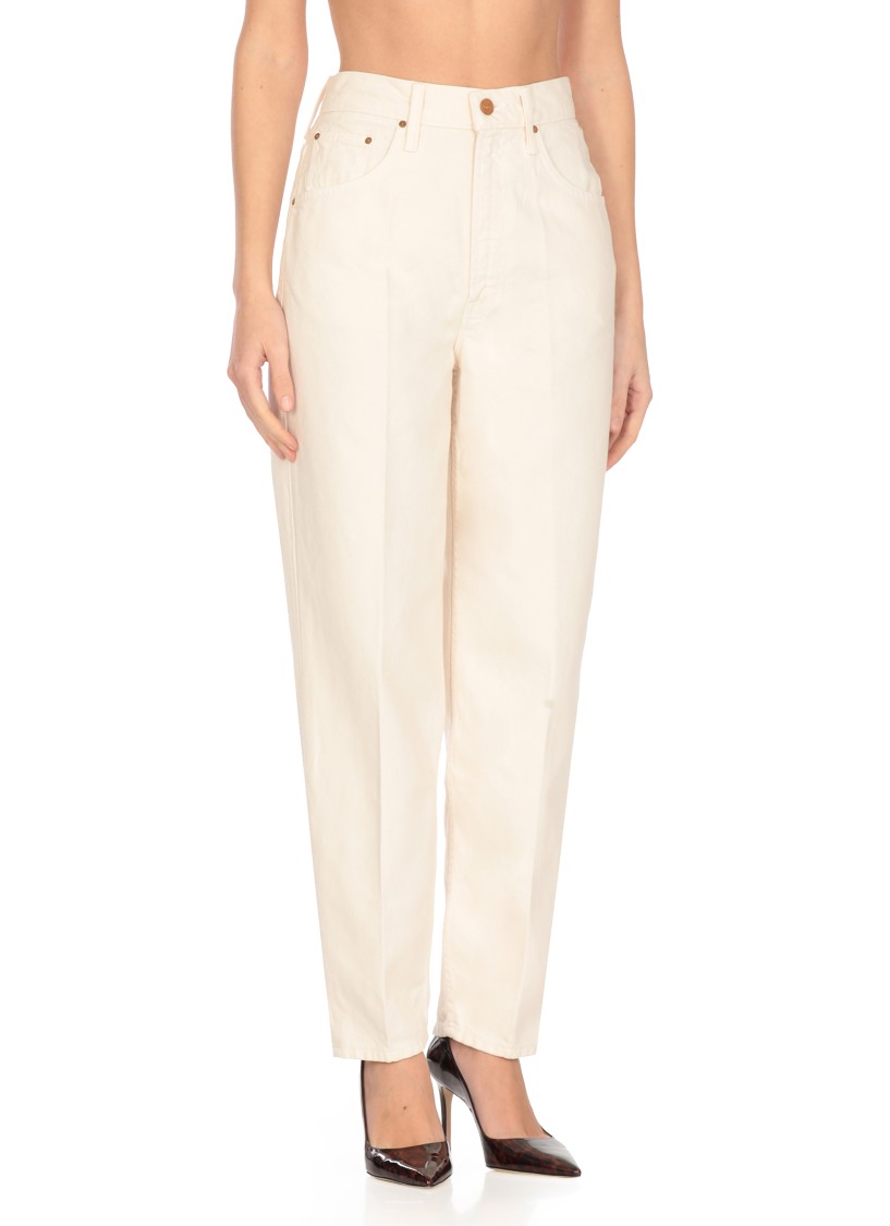 Mother The Peeler Tapered Ankle Jeans In White