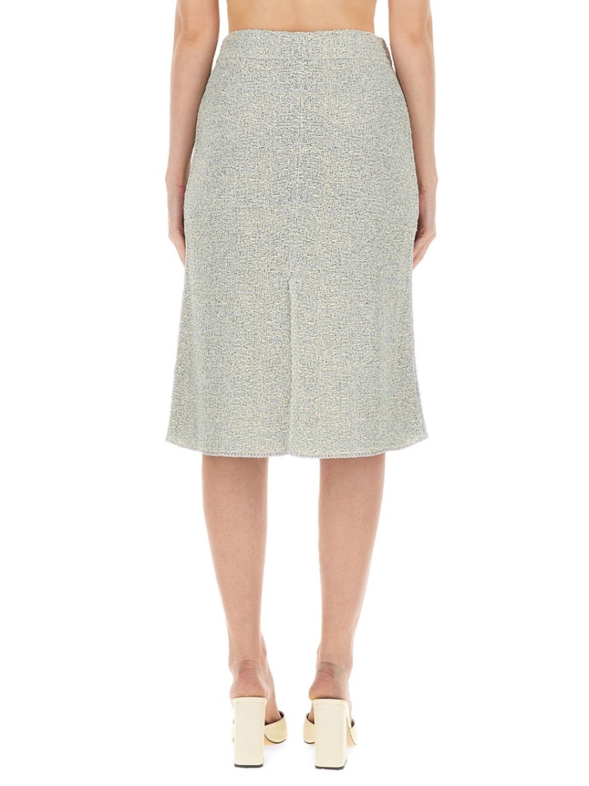 Shop Fabiana Filippi Textured Tweed Midi Skirt In Grey