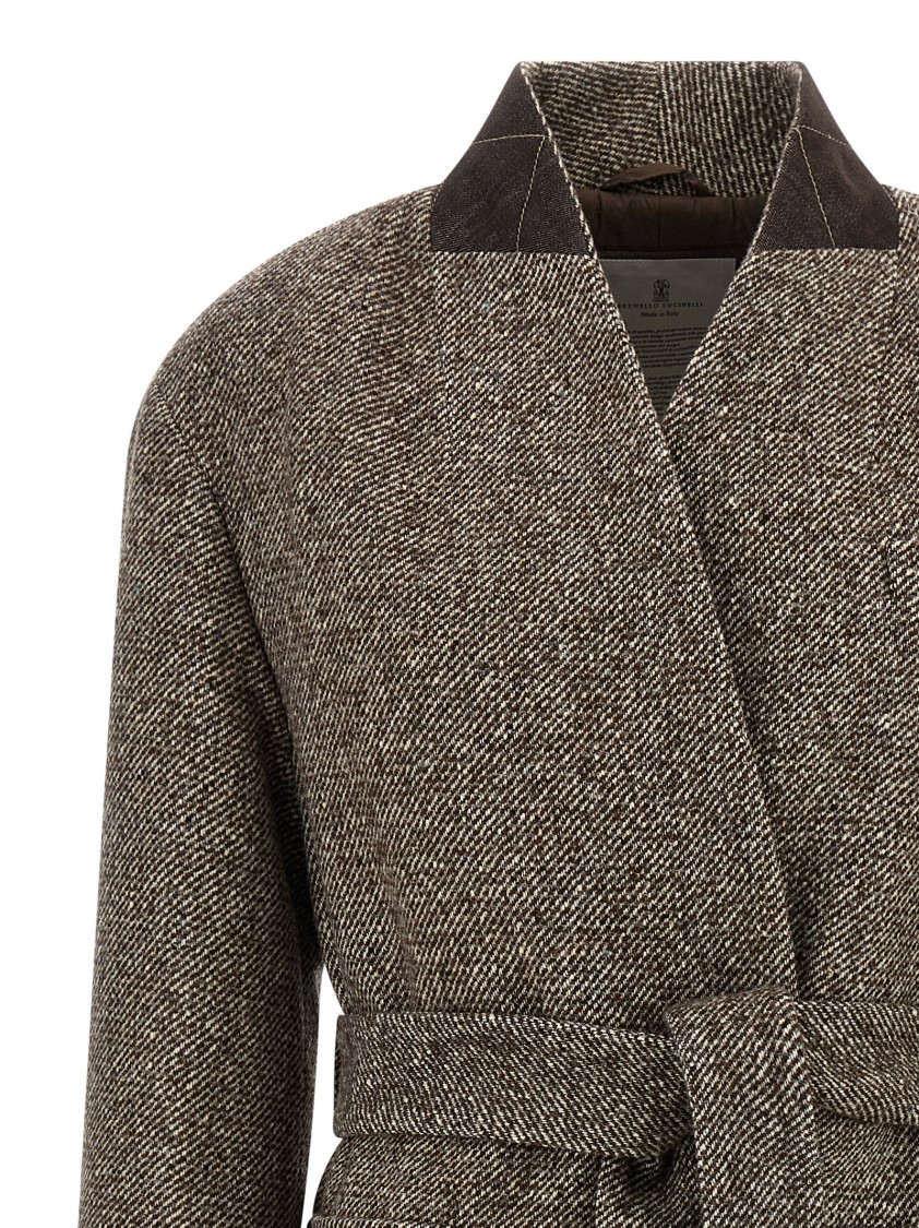 Brunello Cucinelli Single-breasted Coat Coats And Trench Coats Brown In Gray
