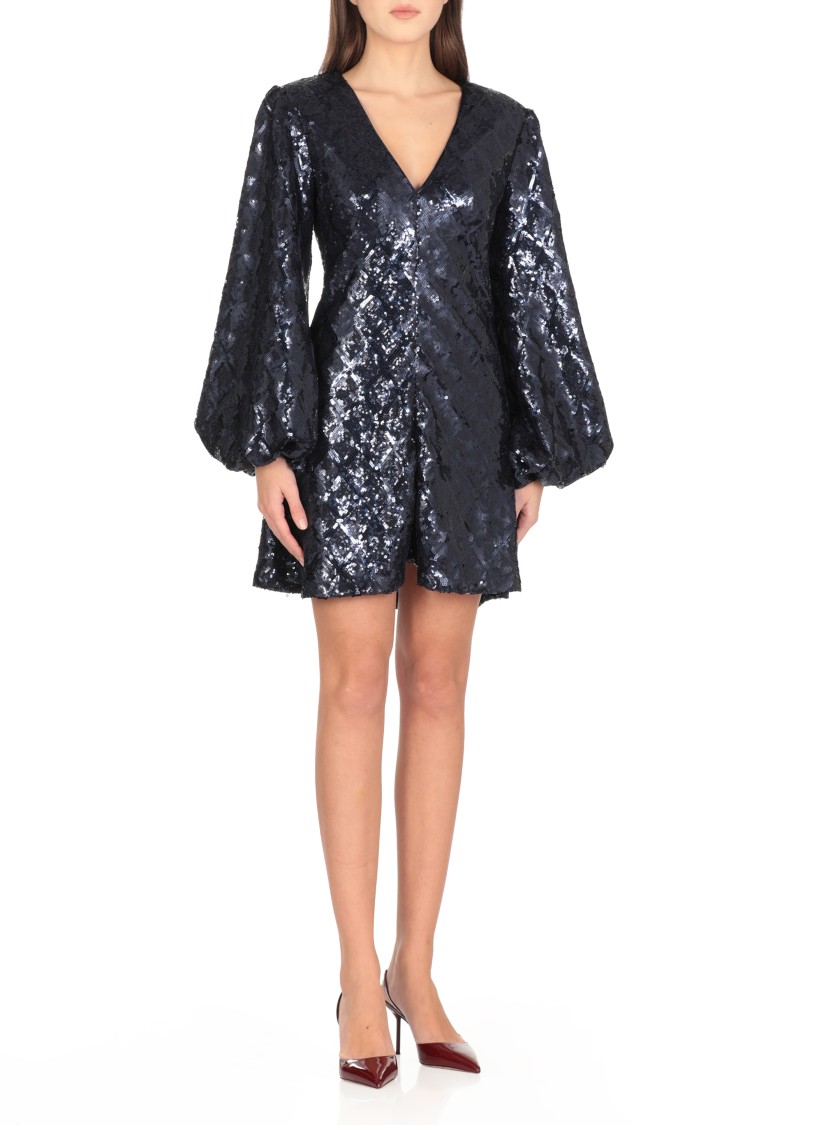 Rotate Birger Christensen Rotate Flowy Mini Dress In Blue