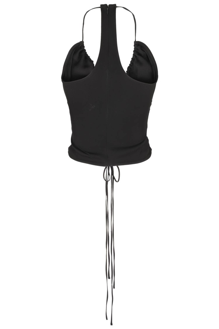 Christopher Esber Ruched Disconnect Halter Top In Black