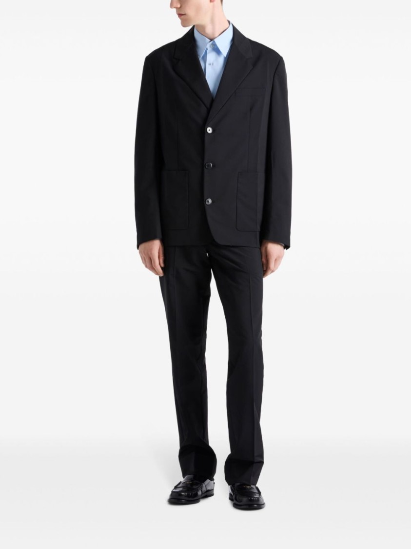 Prada Tailored Black Jacket With Notched Lapel In Black