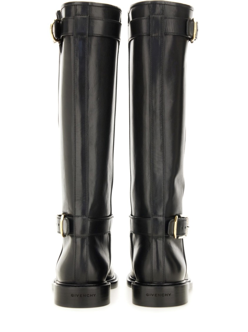 Givenchy Voyou Leather Buckle Tall Moto Boots