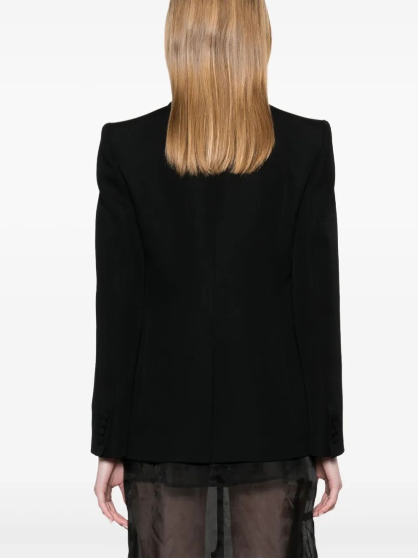 Valentino Double-breasted Tailored Jacket With Structured Shoulders In Black