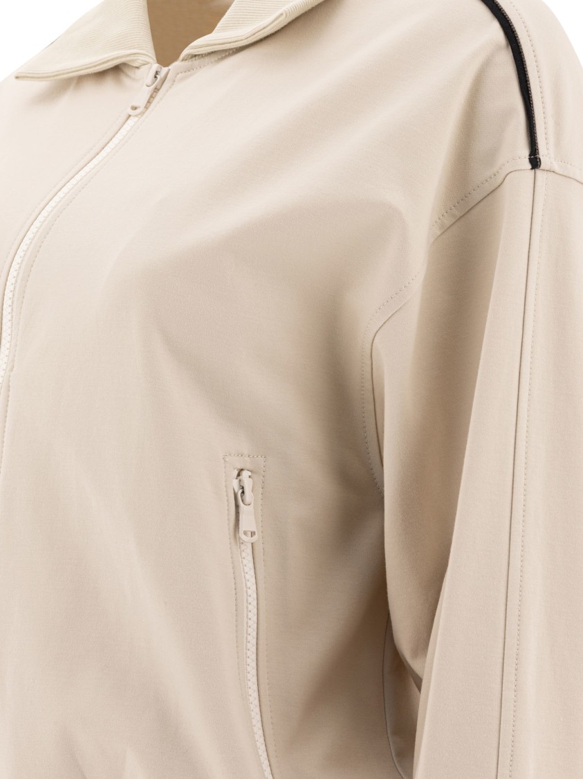 Brunello Cucinelli Cropped Zip-up Sweatshirt With Ribbed Detailing In Neutral