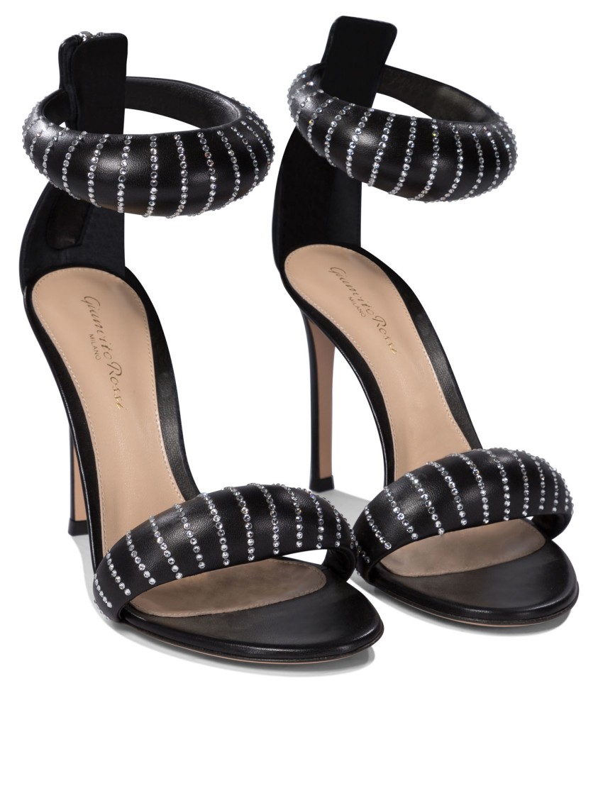 Gianvito Rossi Black Stiletto Sandals With Ankle Strap In Black
