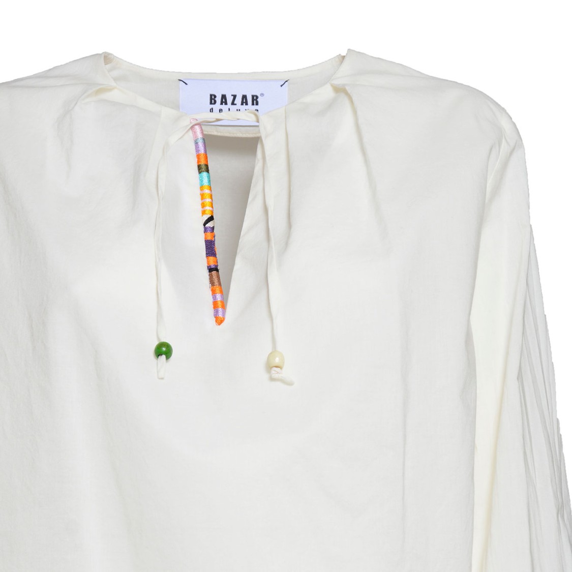 Shop Bazar Deluxe Cream Cotton Blouse With Ethnic Profile
