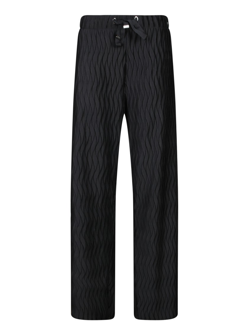 Herno Black Trousers With Wavy Pattern And Drawstring Waist