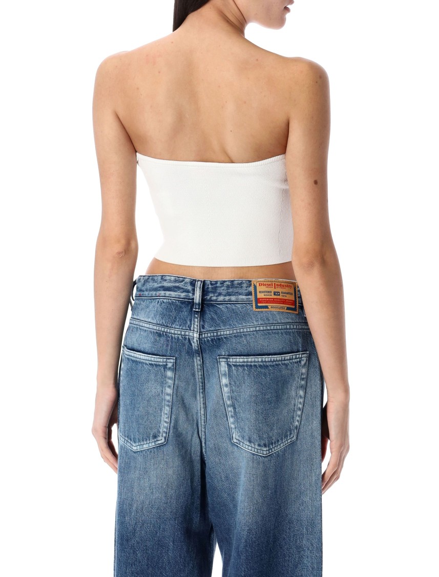 Shop Diesel Ribbed Tube Top With Stylish Logo Plaque In White