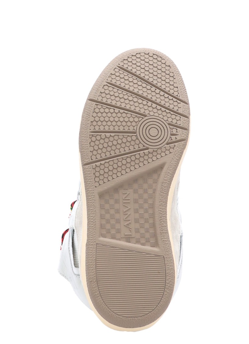 Lanvin White Sneakers With Textured Surfaces And Patterned Laces In White