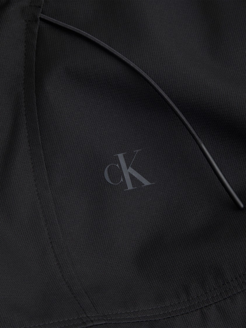 Calvin Klein Waterproof Black Drawstring Hood Jacket With Multiple Pockets In Black