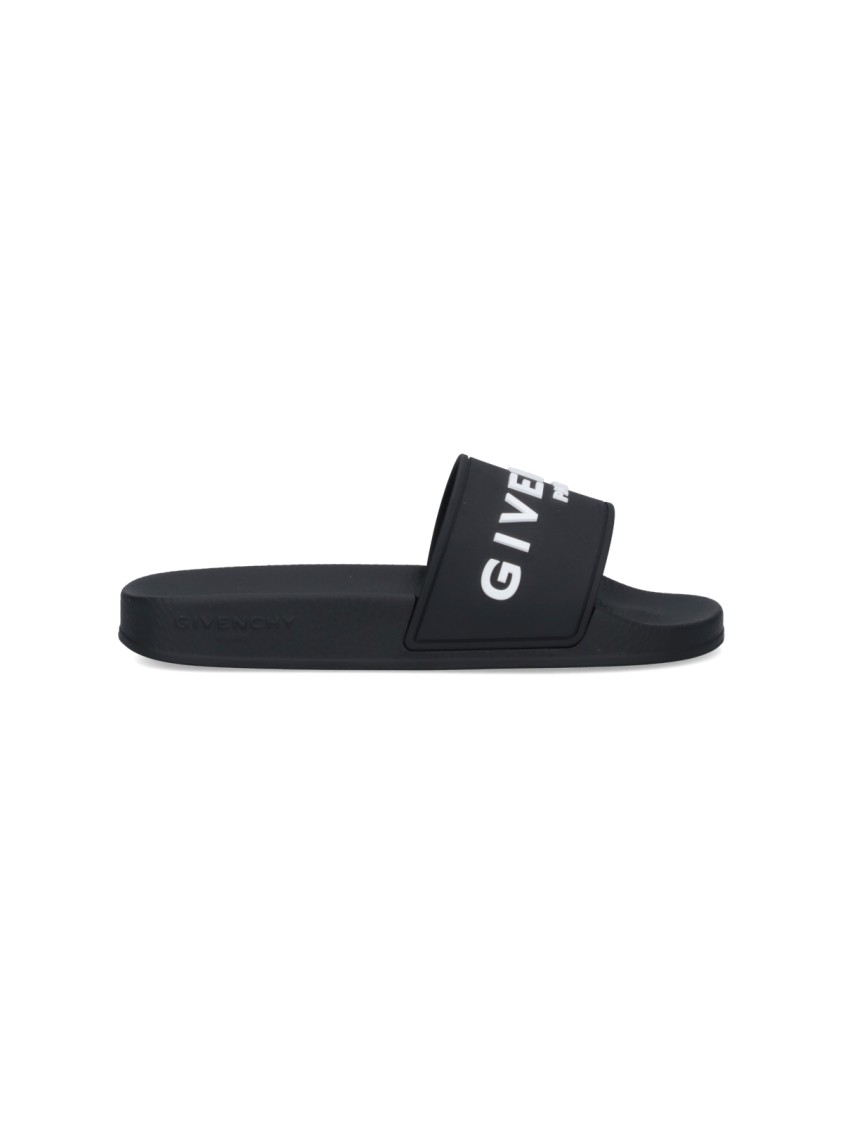 GIVENCHY GIVENCHY LOGO SLIDE SANDALS – BLACK
