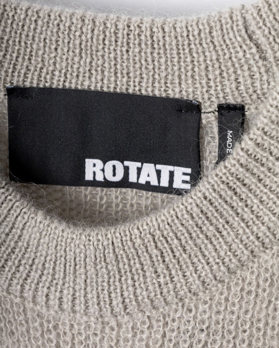 Rotate Birger Christensen Rotate Oversized Knit Jumper With Logo Patch In Gray
