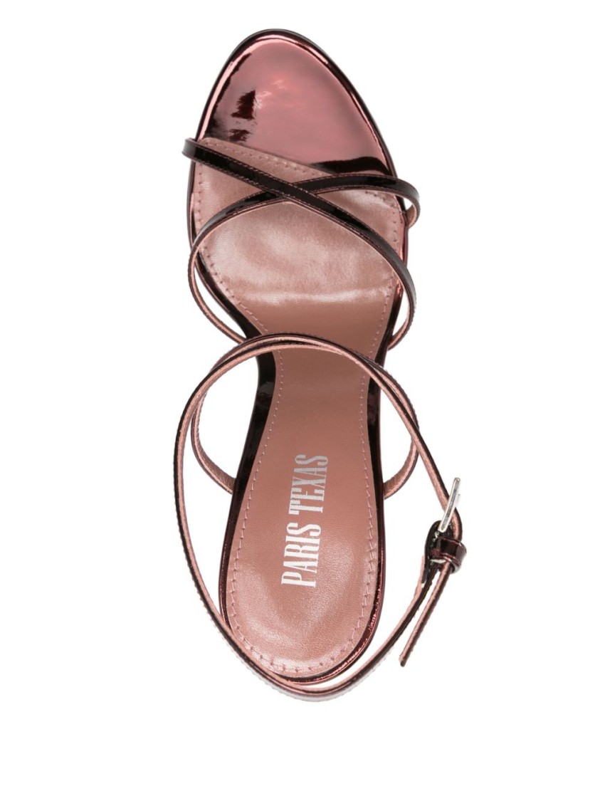 Paris Texas Chic Wedge Sandals In Bordeaux Vitello Leather