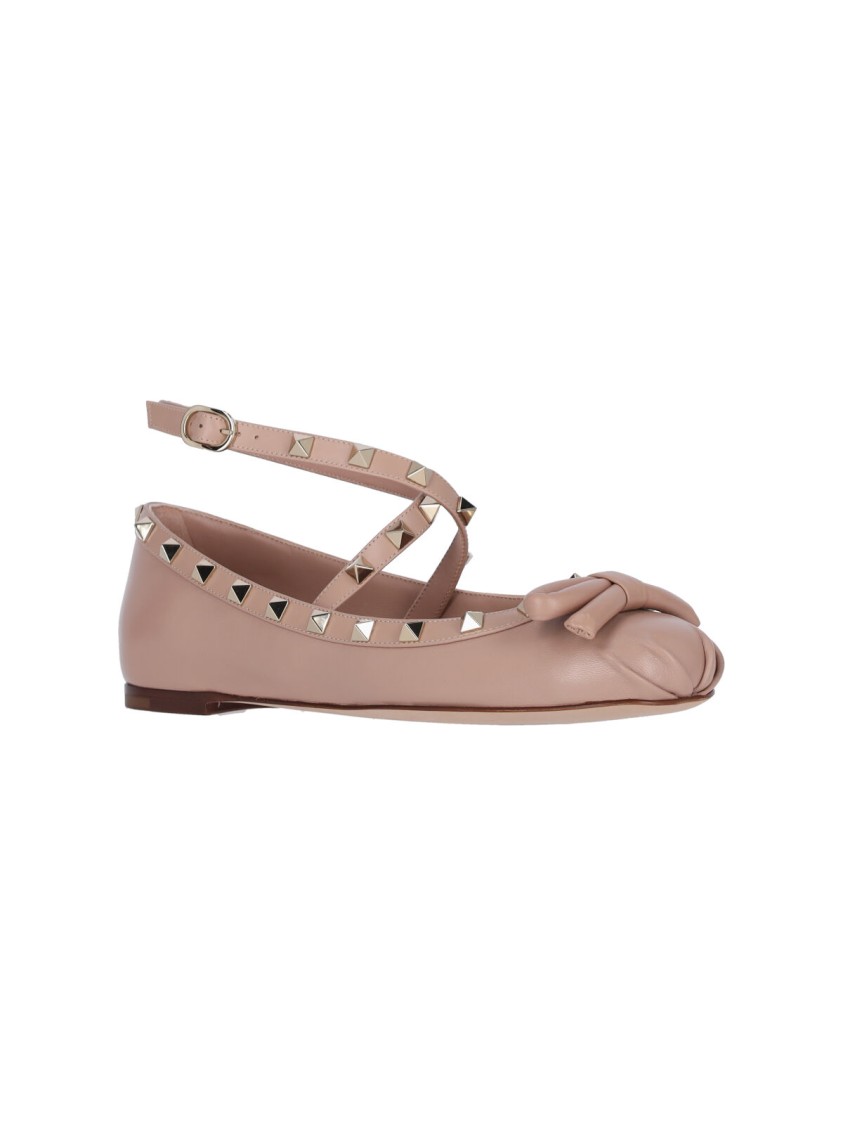 Shop Valentino Garavani Rockstud' Ballerina Flats – Pink