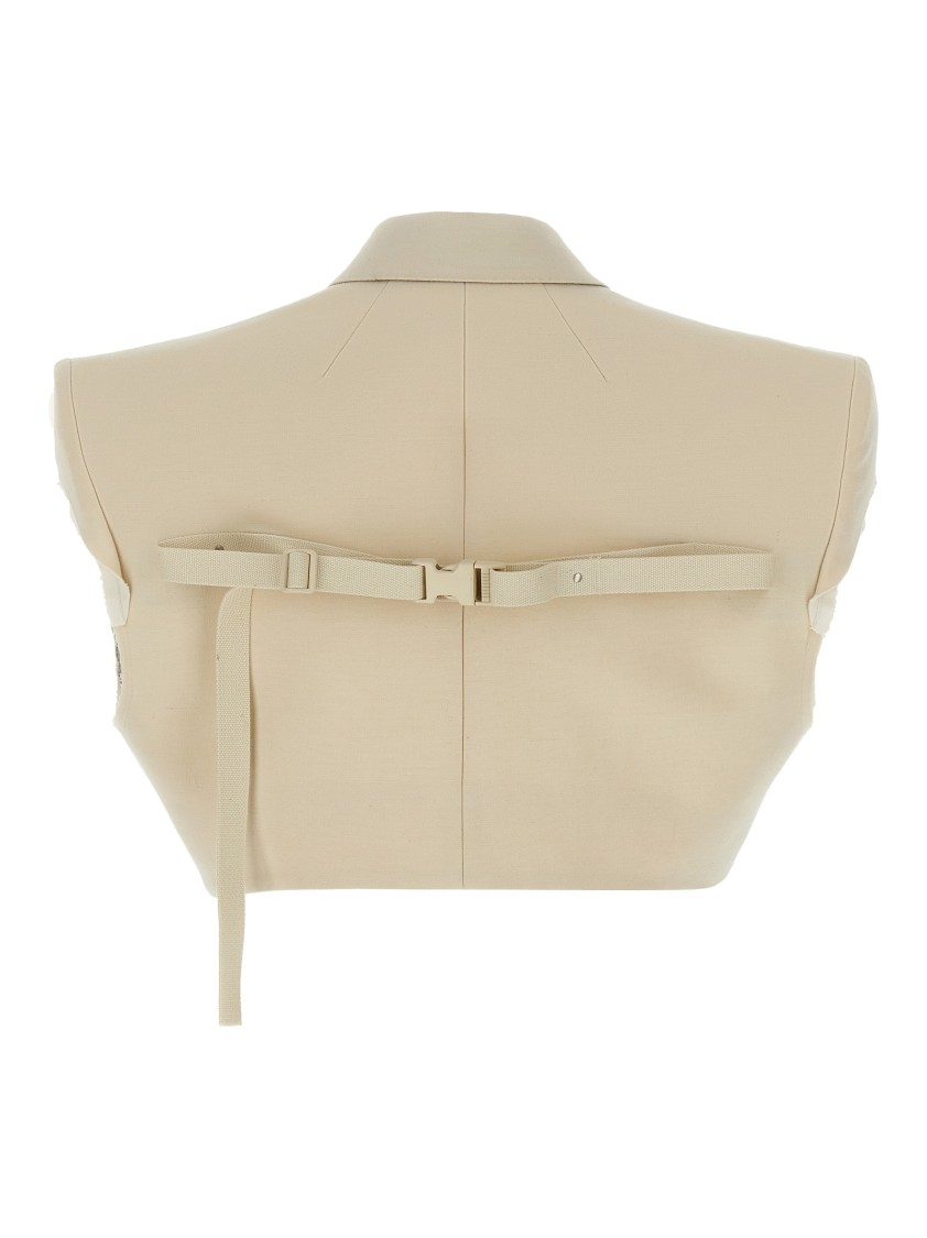 Rick Owens Cropped Wool Blend Cotton Vest In Neutral