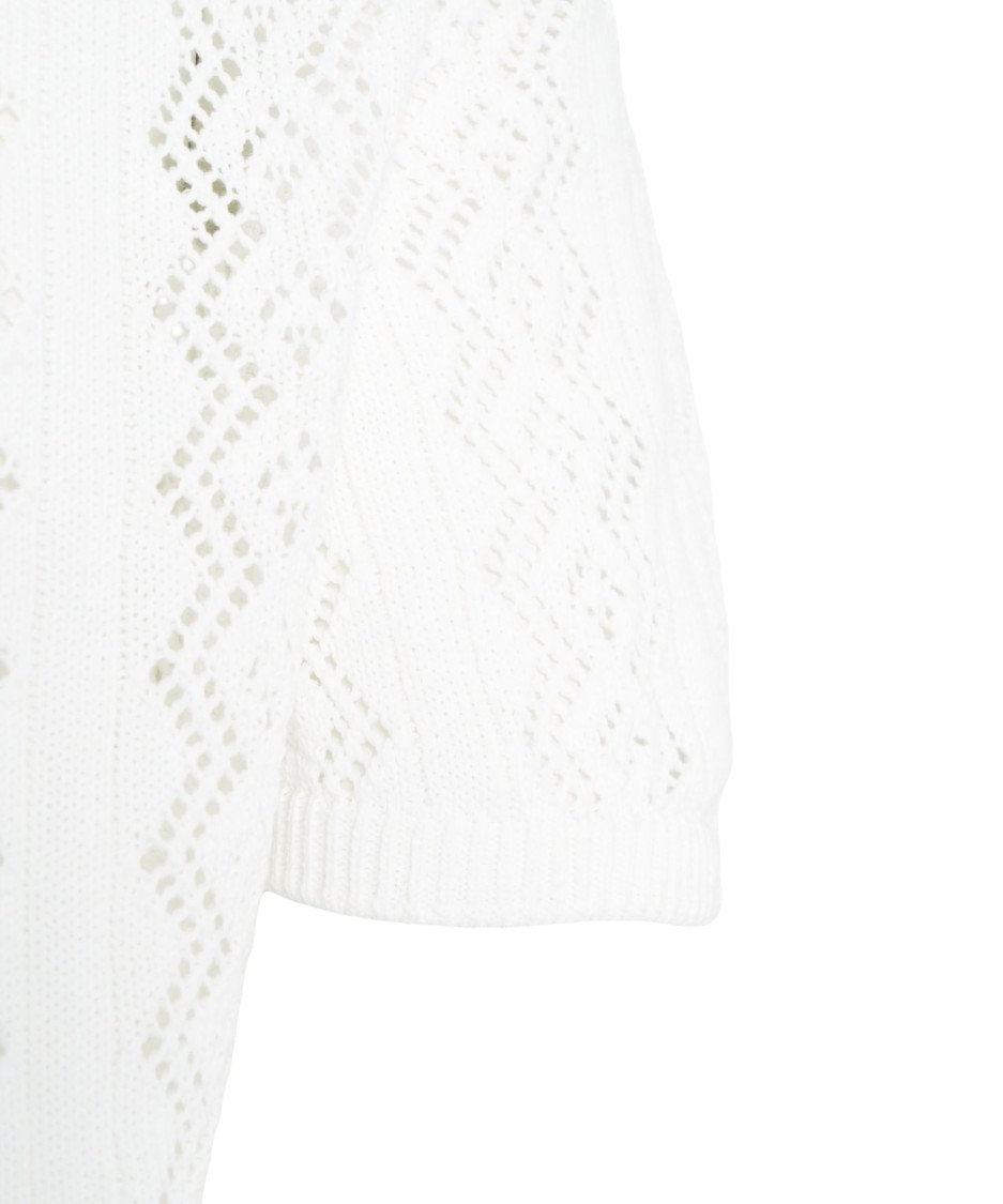 AMARANTO AMARANTO WHITE OPEN KNIT CARDIGAN