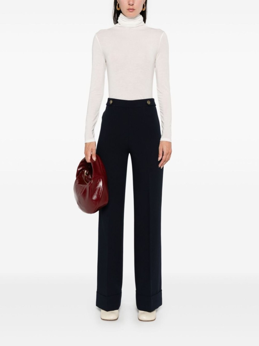 Twinset Cady High-waist Trousers In Black