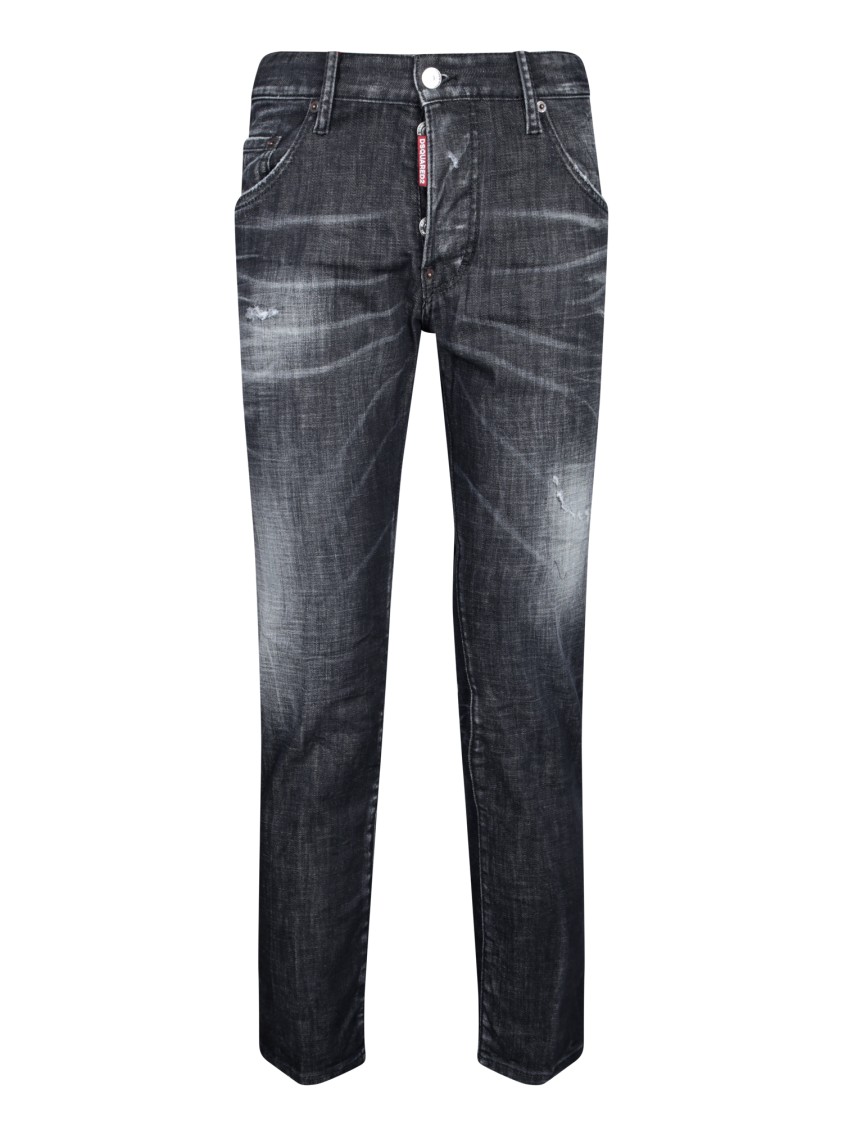 Dsquared2 Slim-fit Black Jeans With Distressed Detailing