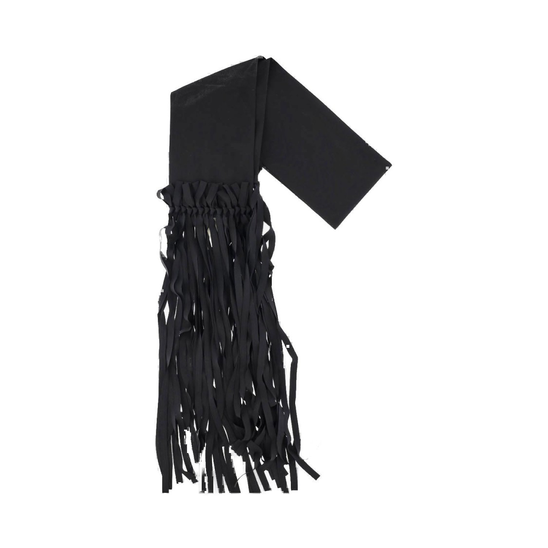 Carven Silk Scarf With Unique Ribbon Fringe Border In Black