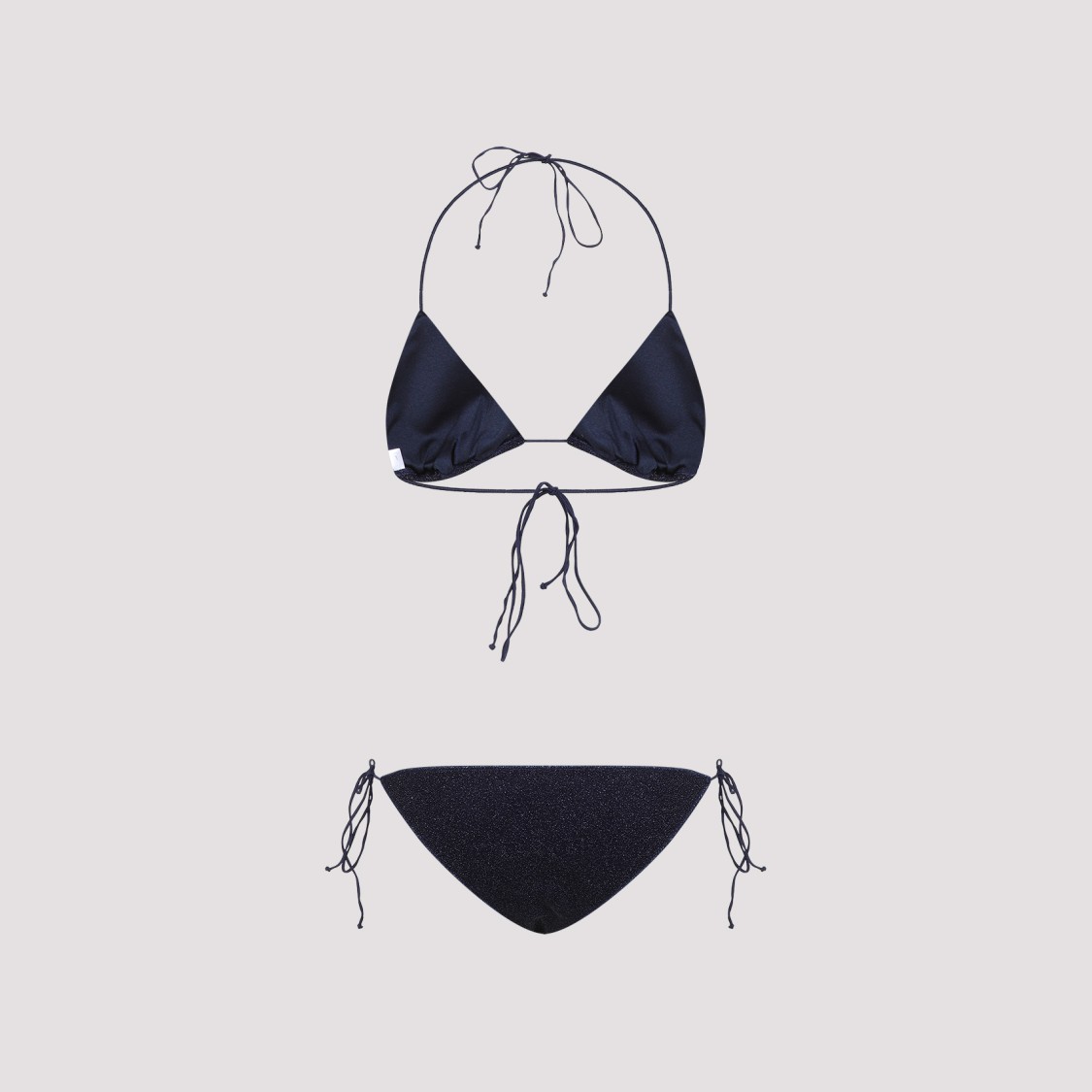 Shop Oseree Oséree Shimmering Halterneck Bikini With Low-rise Bottoms In Black