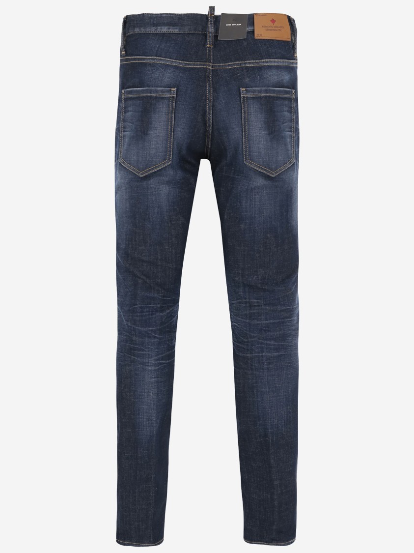 Dsquared2 Blue Slim Jeans With Rips And Bleach Effect In Cotton Blend Denim Man In Blue